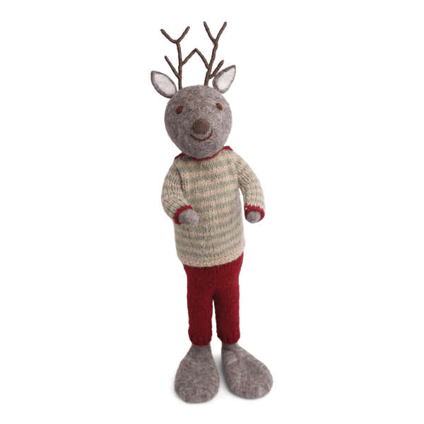 X-Large Grey Boy Deer with Pants and Sweater