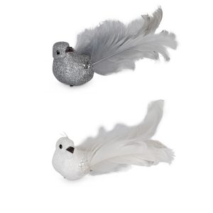 Hvid og sølv fugle 2 ass.